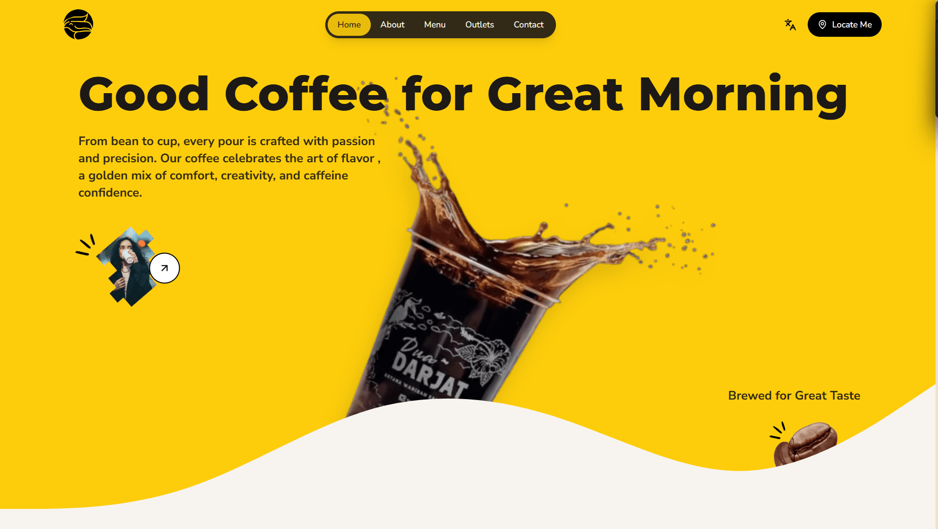 A modern coffee shop website design for Kopi Dua Darjat