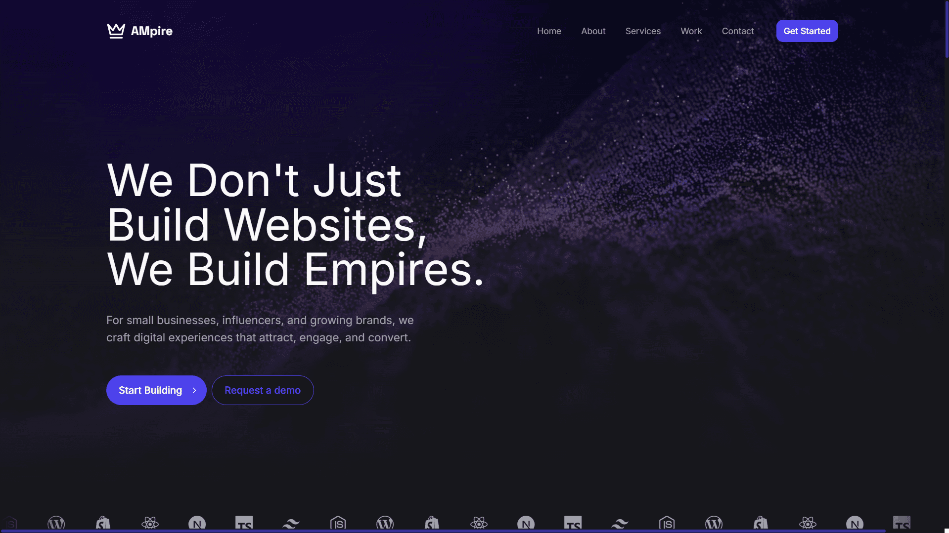 A website for a digital design agency, Ampire Studio